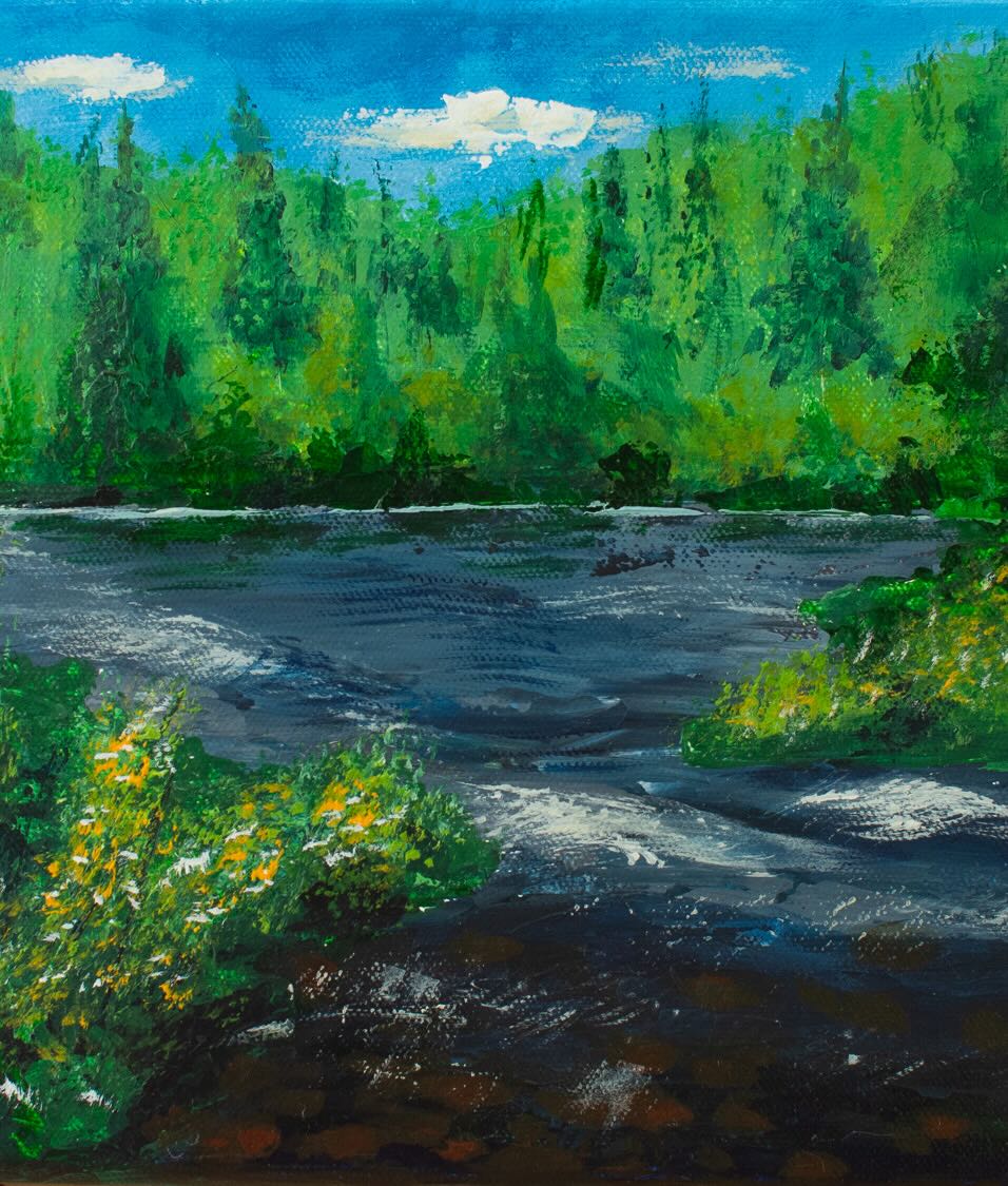 Original canvas painting in the impressionistic style of tobyhana falls in the Poconos