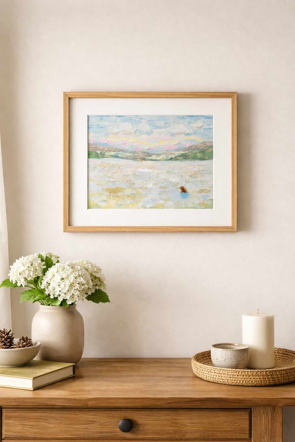 painting displayed in a room