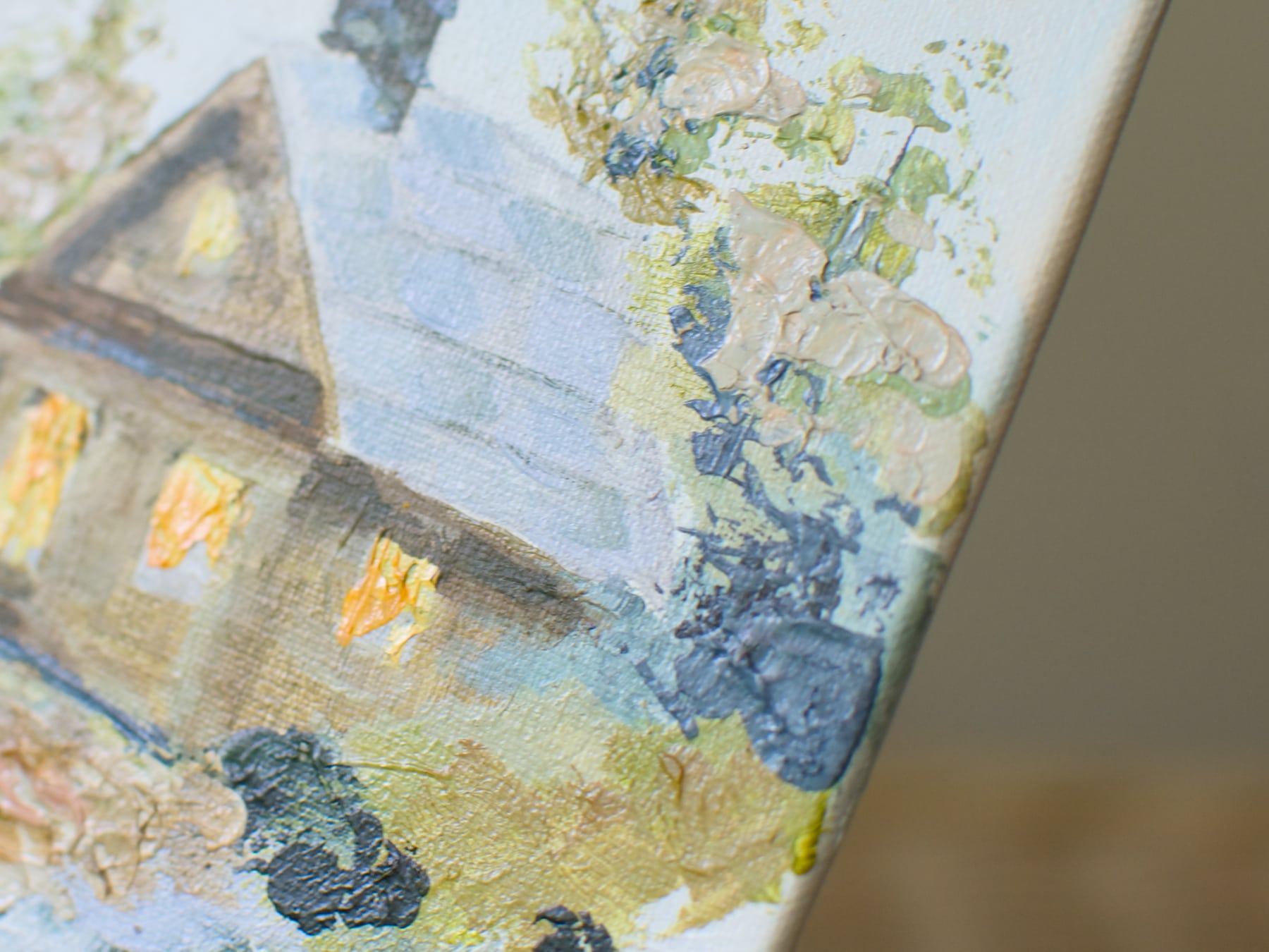 edge and surface detail of original anniversary painting
