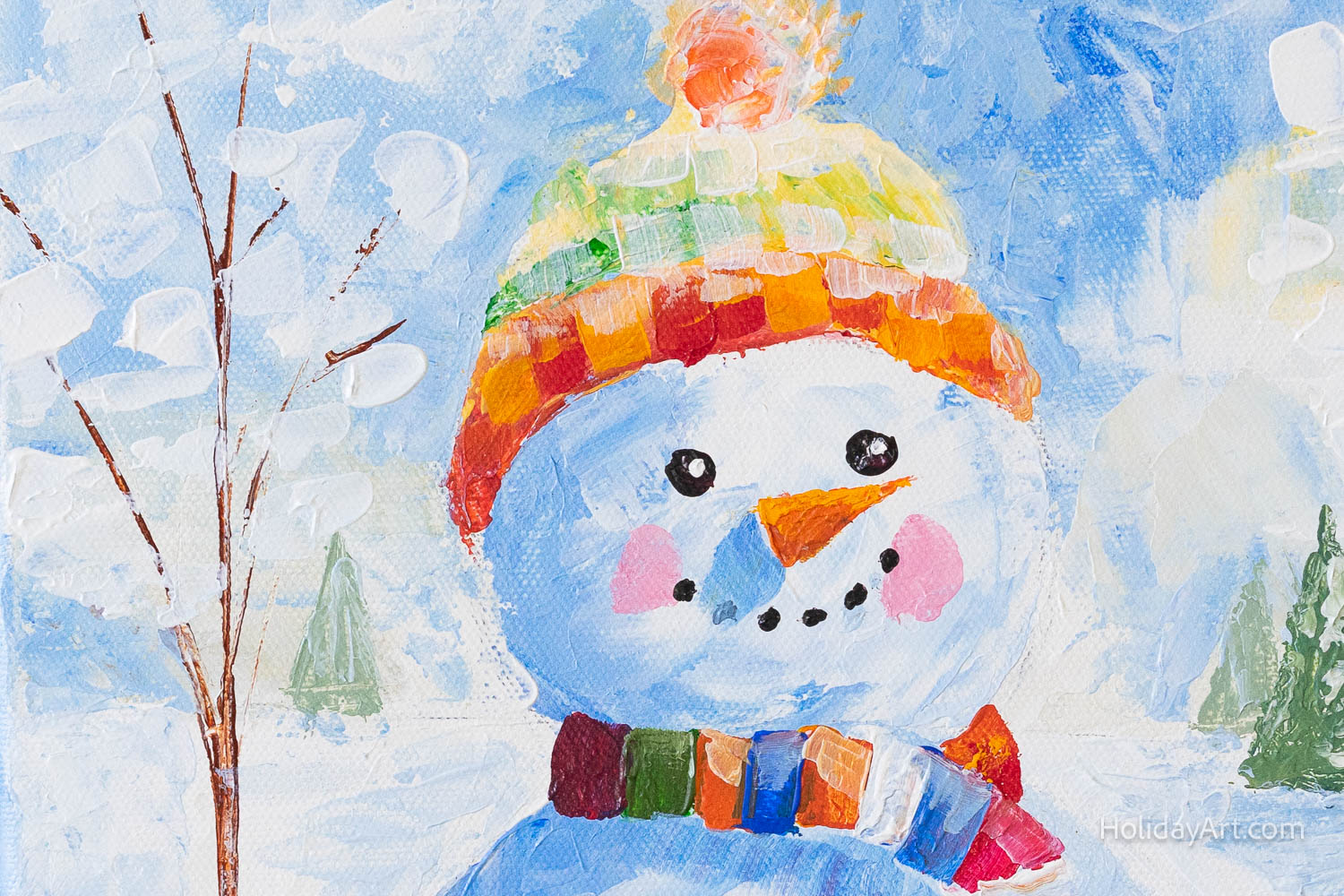 closeup of snowman face