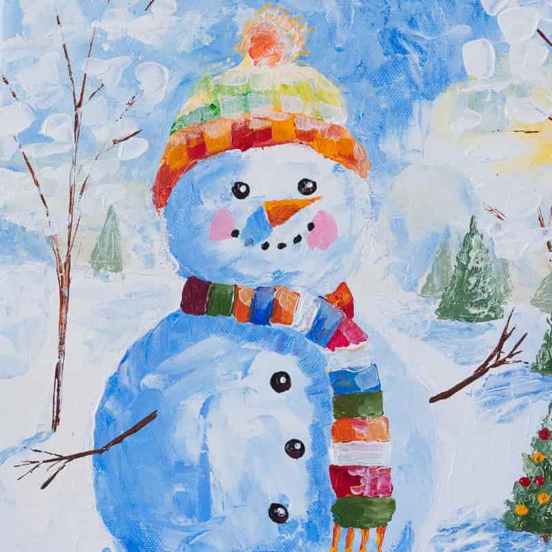 Original painting of a Christmas Snow Man in the Pocono Mountains