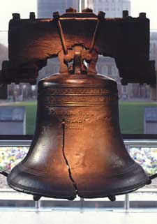 An artistic photograph of the Liberty Bell